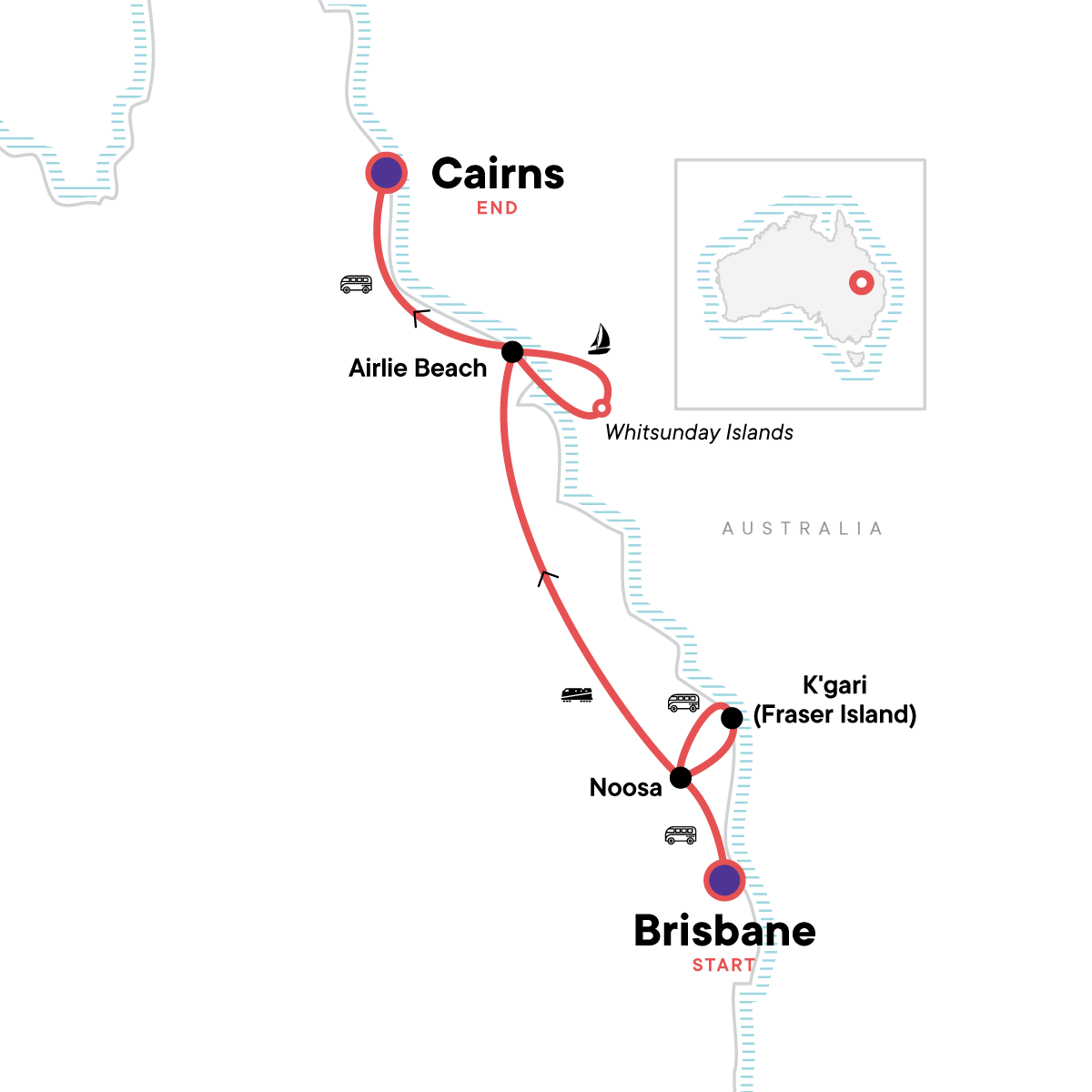 Brisbane to Cairns Experience: Sand Dunes & the Whitsundays