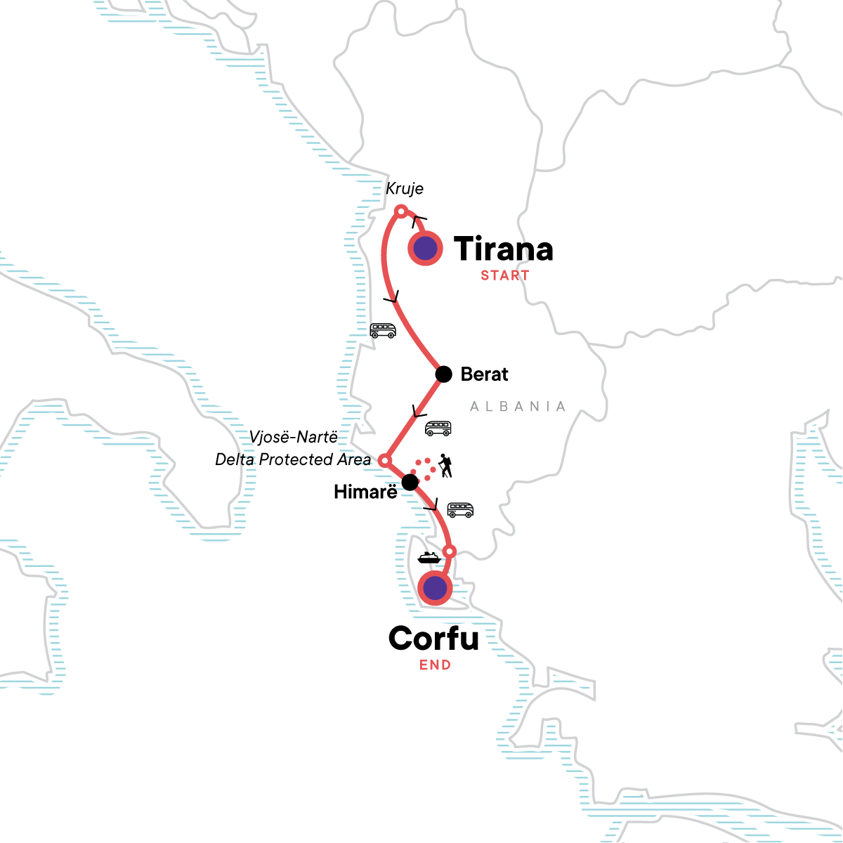 Tirana to Corfu:  Ancient Towns & the Albanian Riviera