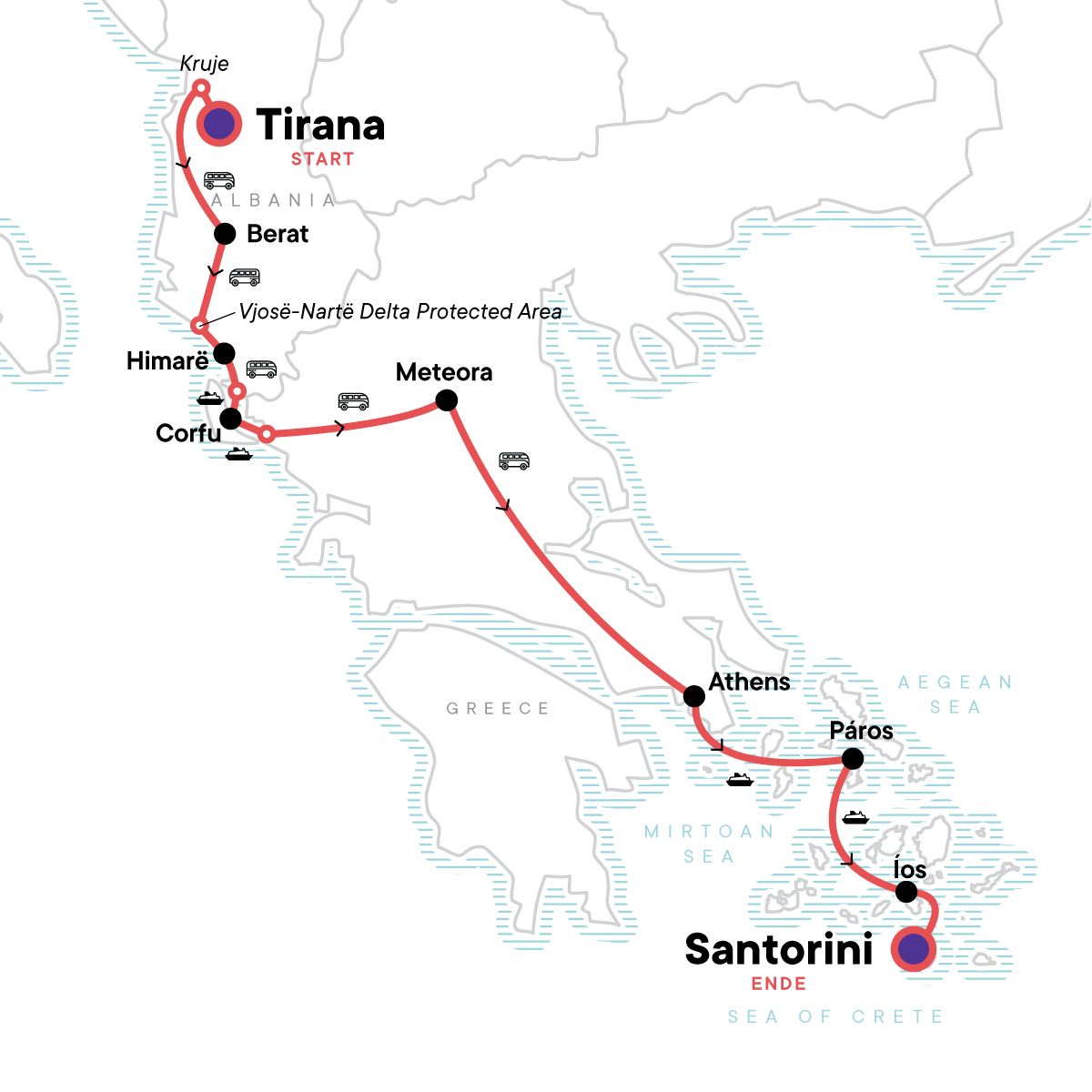 Tirana to Santorini: The Albanian Riviera & Iconic Greek Islands
