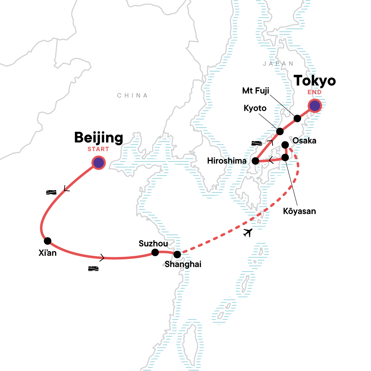 Beijing to Tokyo: The Great Wall & Mt Fuji