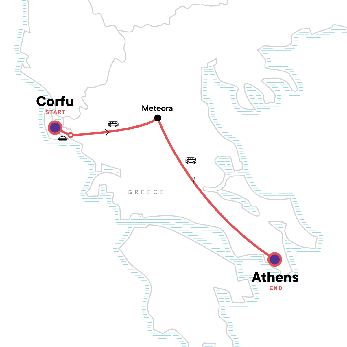 Corfu to Athens: Meteora & The Emerald Island