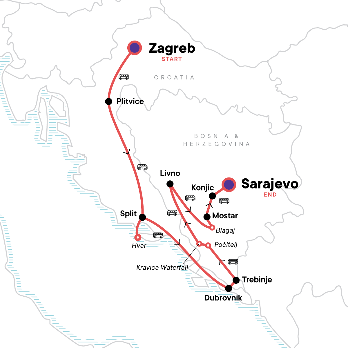 Croatia to Bosnia: Bustling Cities & Beautiful Sights