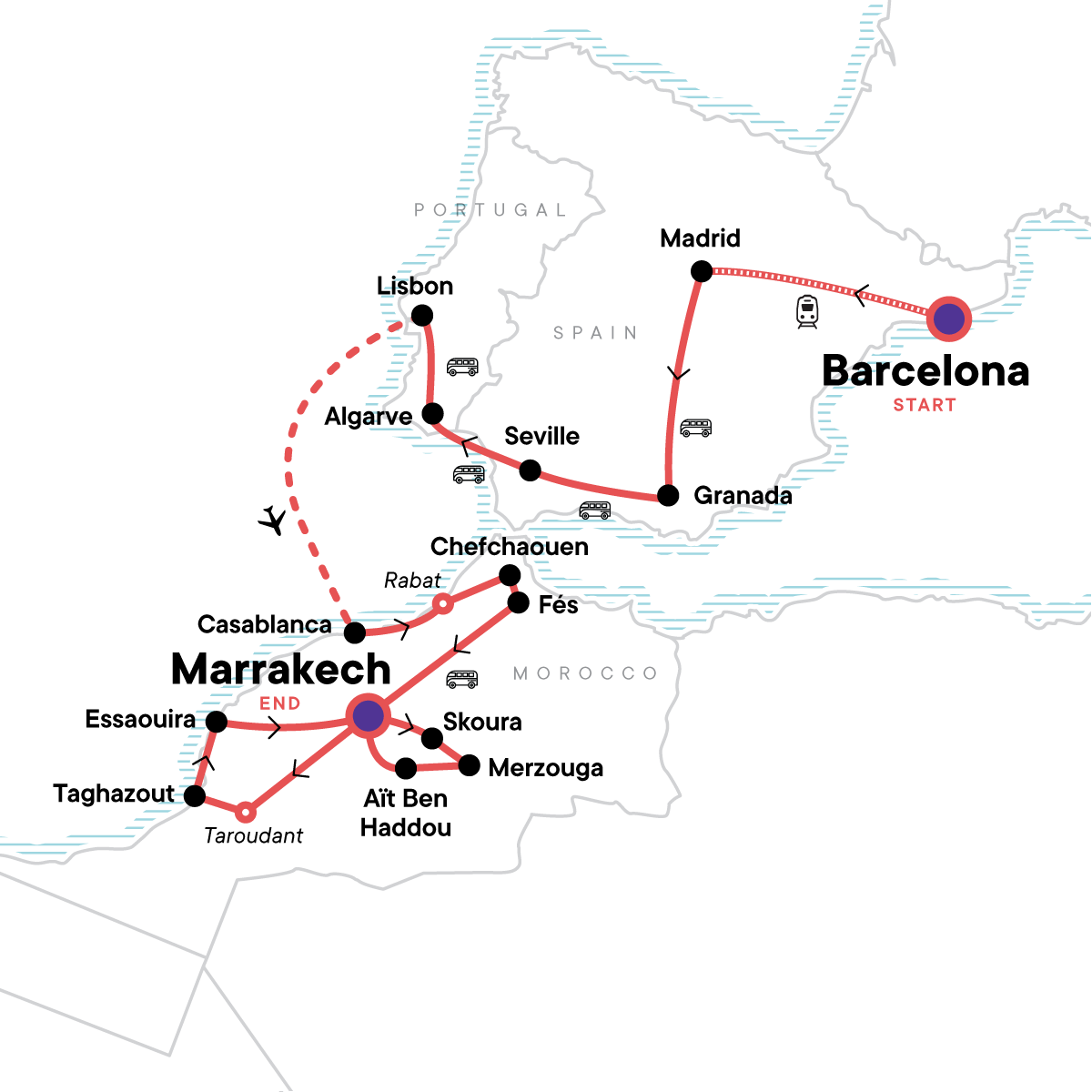 Explore Spain, Portugal and Morocco: Coastal Waves & Desert Dunes