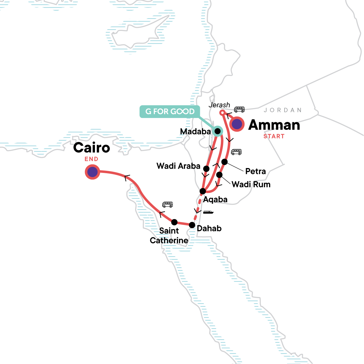 Jordan to Egypt: Wadi Rum Camping & Dead Sea Floating