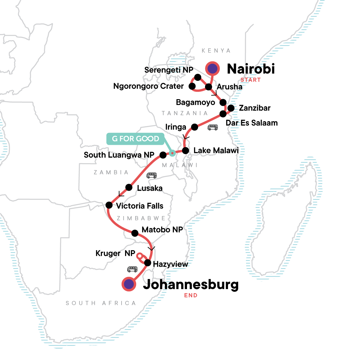Nairobi to Joburg Overland: Craters & Camping