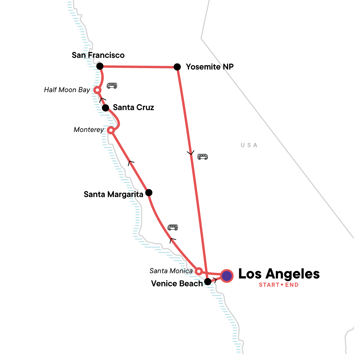 USA Road Trip- The Best of Cali