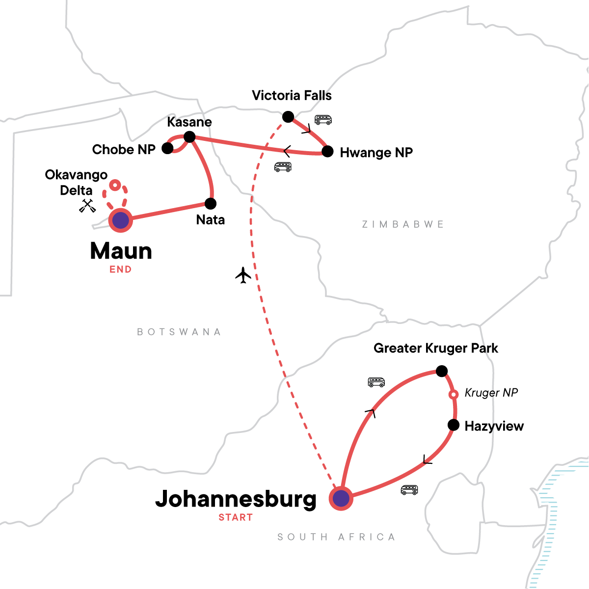 Ultimate African Safari: Kruger, Hwange, Chobe, & the Okavango Delta