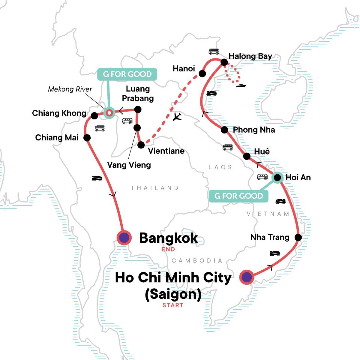 Vietnam, Laos & Thailand: Riversides & Railways