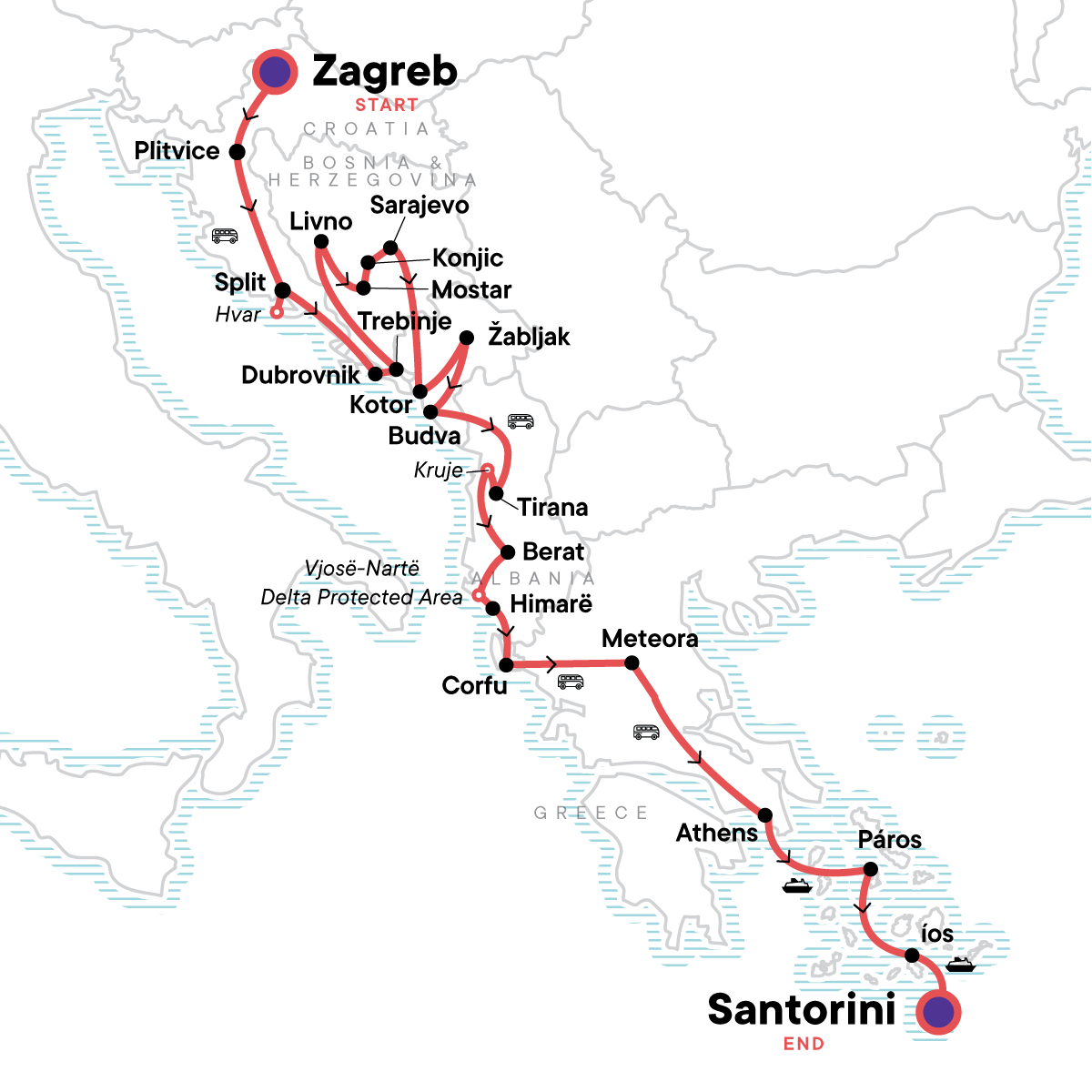 Zagreb to Santorini: 35 Unforgettable Days